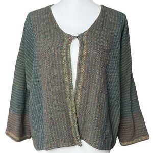 Handwoven Fiber Art Sweater Ann M McCann Handmade Open Cardigan OS